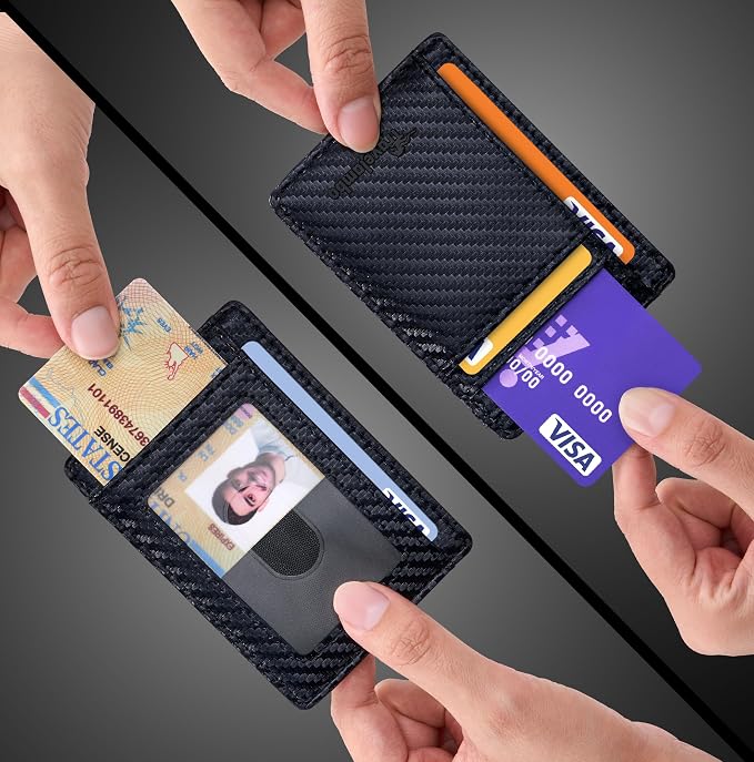 Travelambo Slim Wallet Front Pocket Minimalist Leather RFID Blocking Medium Size - Image 9