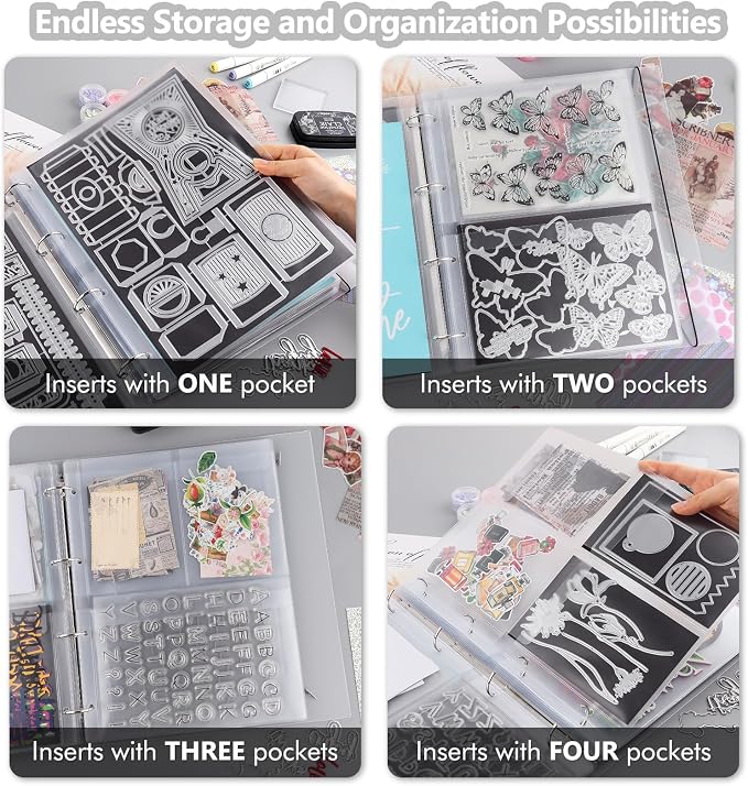 10 Pack A4 Size Plastic Binder Pockets, 4 Holes Waterproof PVC Folders Loose - Image 4