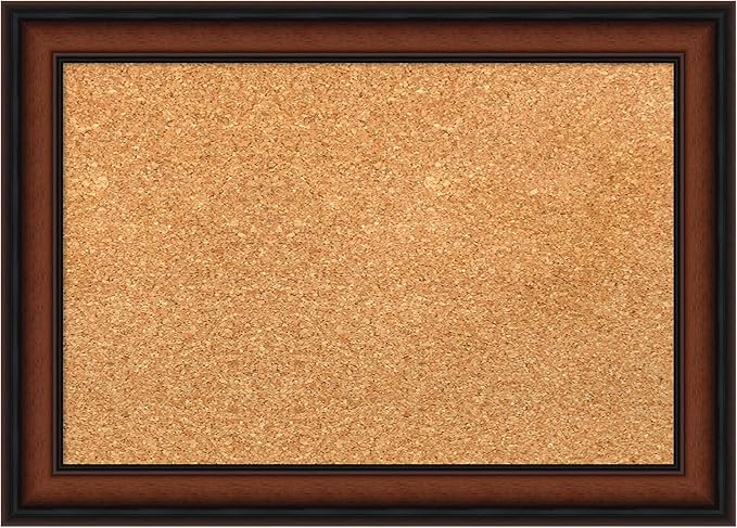 Amanti Art Natural Cork Board for Wall, 15x21 Vision Board with Brown Wood Frame, Small Corkboard Office Decor for Home Organization, Traditional Corkboard Pinboard to Display Items for Home-DeskLoop Office