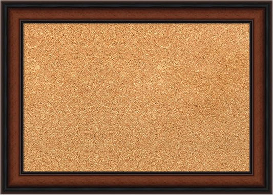 Amanti Art Natural Cork Board for Wall, 15x21 Vision Board with Brown Wood Frame, Small Corkboard Office Decor for Home Organization, Traditional Corkboard Pinboard to Display Items for Home-DeskLoop Office