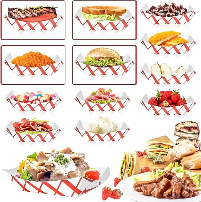 100 Pack 2Lb Paper Food Boat Trays Disposable Paper Boat Plate Containers - Image 4