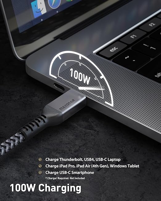 Maxonar 16.5FT Thunderbolt 4 Cable with 20Gbps Data Sync/100W Charging and 4K@60Hz for Thunderbolt 4/3, USB4, and USB C Devices-DeskLoop Office