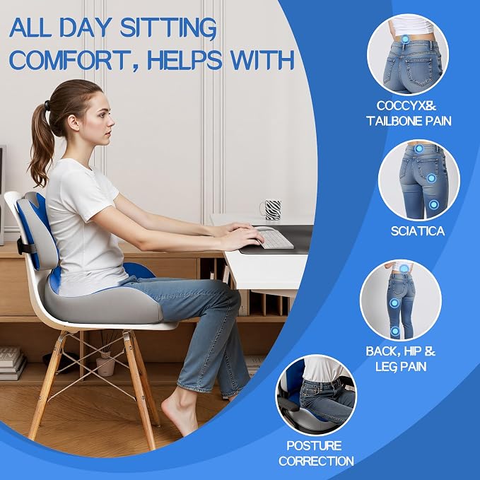 Benazcap Large Memory Foam Seat Cushion Lumbar Support Pillow - Image 3