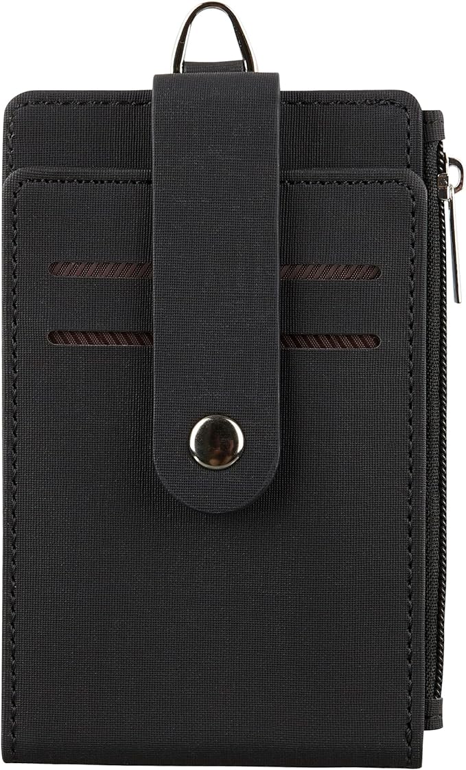 Women & Men Keychain Card Holder Case Zipper Slim Minimalist Front Pocket Wallet - Image 2