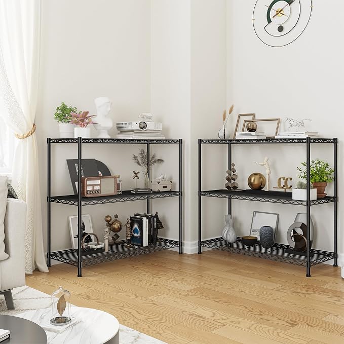 3- Shelf Metal Shelving Unit 35.6Wx14Dx36H, Adjustable Storage Shelves Heavy - Image 7