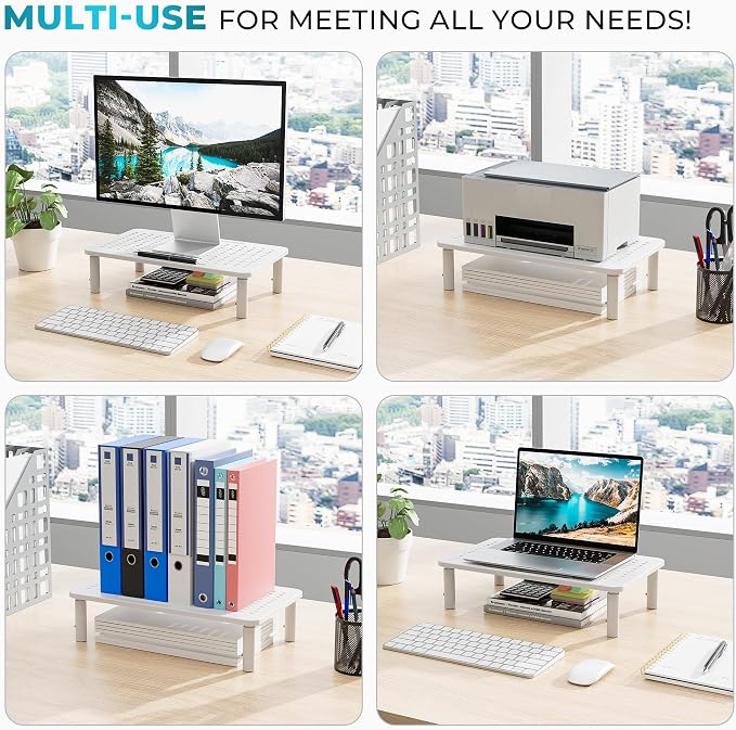 BONTEC Monitor Stand for Desk 2 Pack, 3-Level Height Adjustable Metal Monitor - Image 2