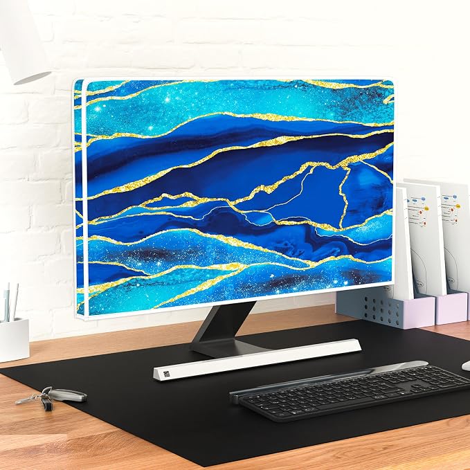 Baocicco Royal Blue Marble Waterproof TV Cover 65 Inch Creative Design Monitor - Image 6