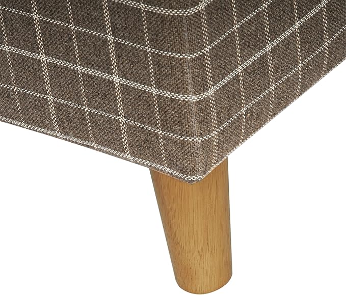 Home Decor | Dinah Collection Modern Storage Ottoman | Ottoman with Storage for Living Room & Bedroom(Brown Windowpane Fabric)-DeskLoop Office
