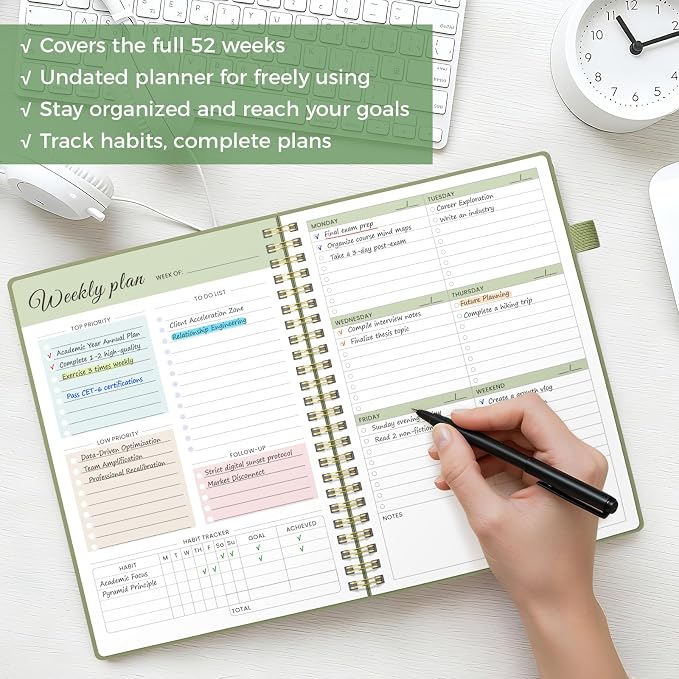 Oucaru Undated Weekly Planner, A4 Size To Do List Notebook - Image 6