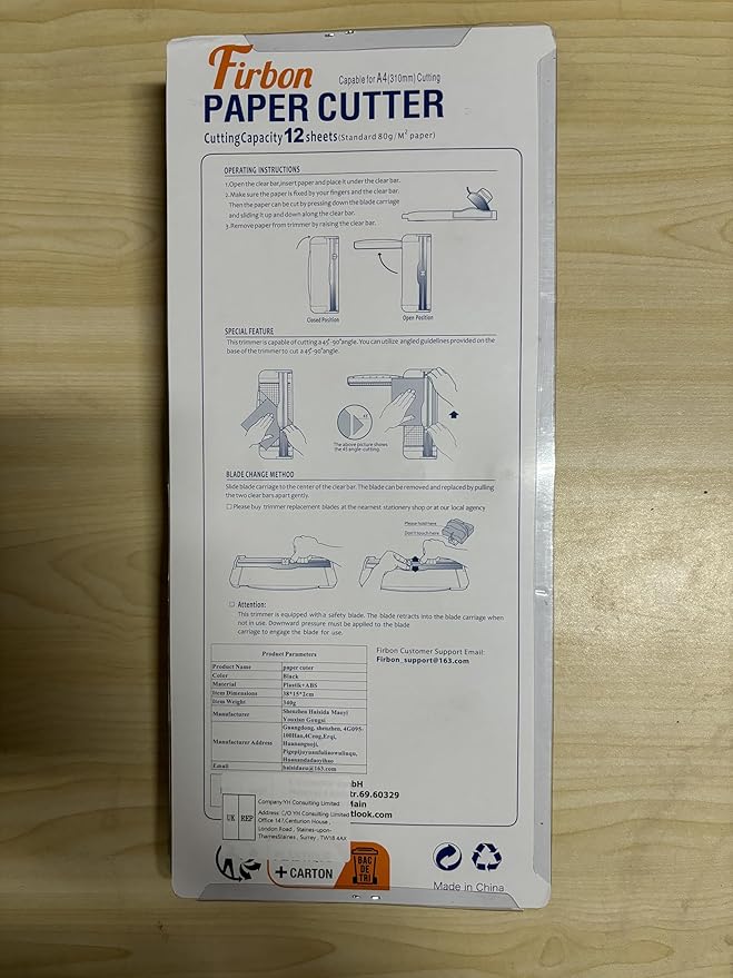 Firbon Blue A4 Paper Cutter, 12 Inch Titanium Straight Paper Trimmer with Side Ruler for Scrapbooking Craft, Paper, Coupon, Label, Cardstock-DeskLoop Office