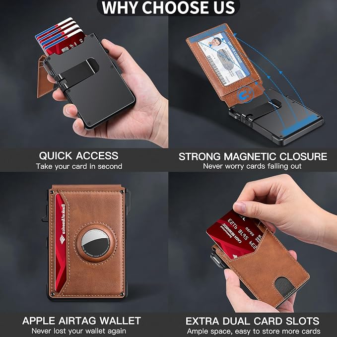 KIKVES Airtag Wallet for Men, Mens Smart Wallet for Air Tag RFID Blocking - Image 6
