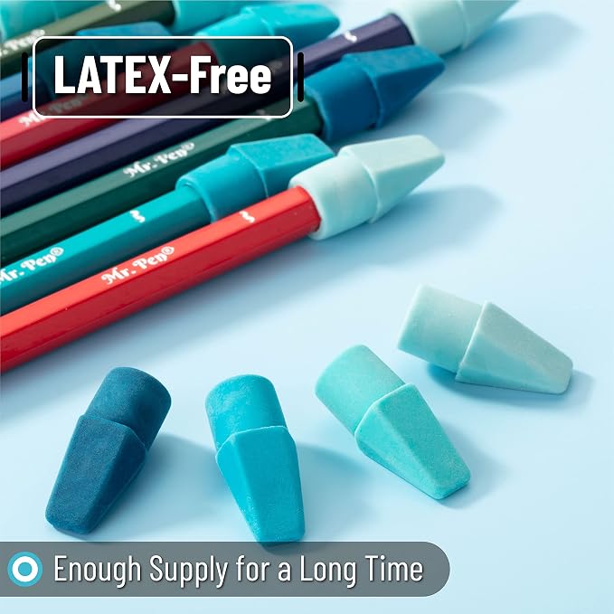 Mr. Pen- Pencil Top Erasers, 120 Pack, Latex-Free | No-Smudge Cap Pencil Erasers - Image 4