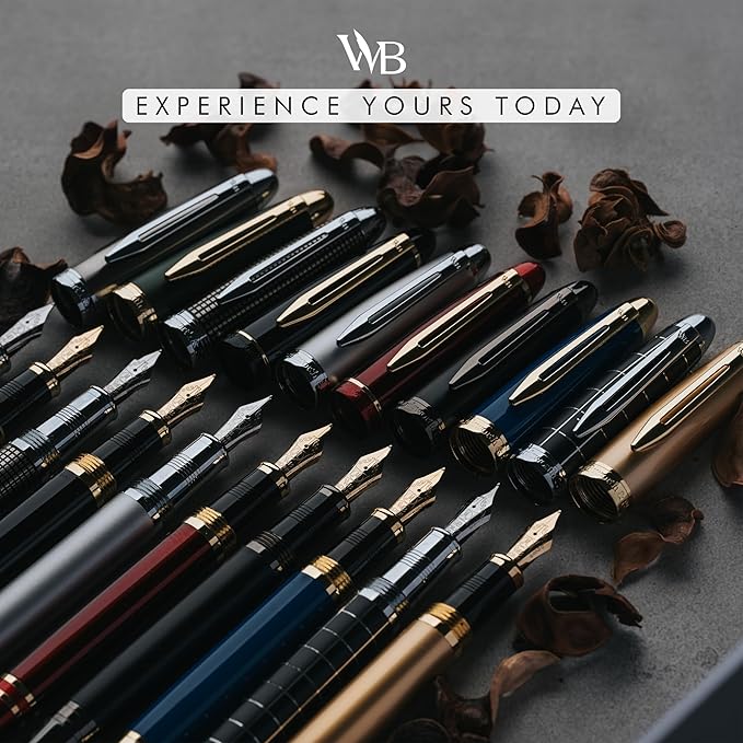 Wordsworth & Black Majesti Fountain Pen-(Green), Luxury Case, 24K Gold Finish; 18K Gilded Medium Nib- Ink Cartridges, Refillable Ink Converter-Calligraphy Pen-Best Business Gift Set for Men & Women