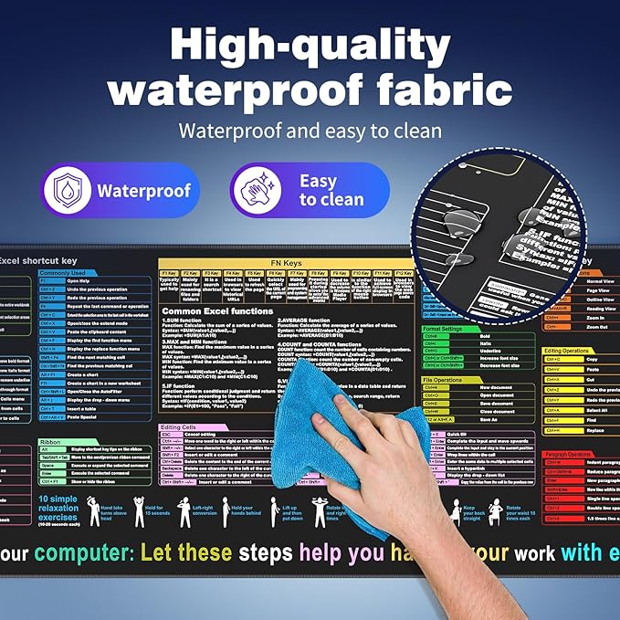 Excel Cheat Sheet Desk pad—Contains 12 Types of Common Skills in Excel and - Image 4
