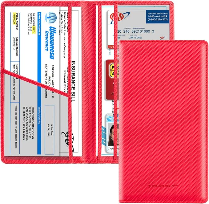 TOURSUIT Car Registration and Insurance Card Holder, Vehicle License Document by TOURSUIT