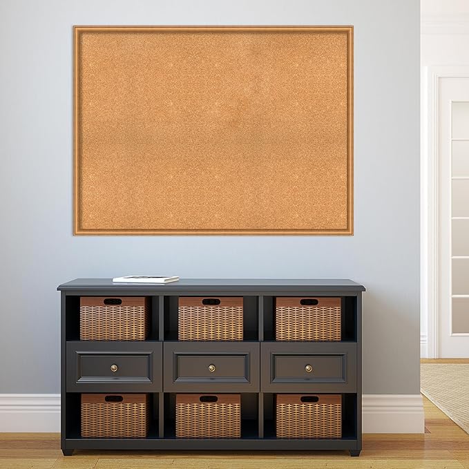 Amanti Art Natural Cork Board for Wall, 36x48 Vision Board with Bronze Frame, Oversize Corkboard Office Decor for Home Organization, Casual Corkboard Pinboard to Display Items for Home Organization-DeskLoop Office