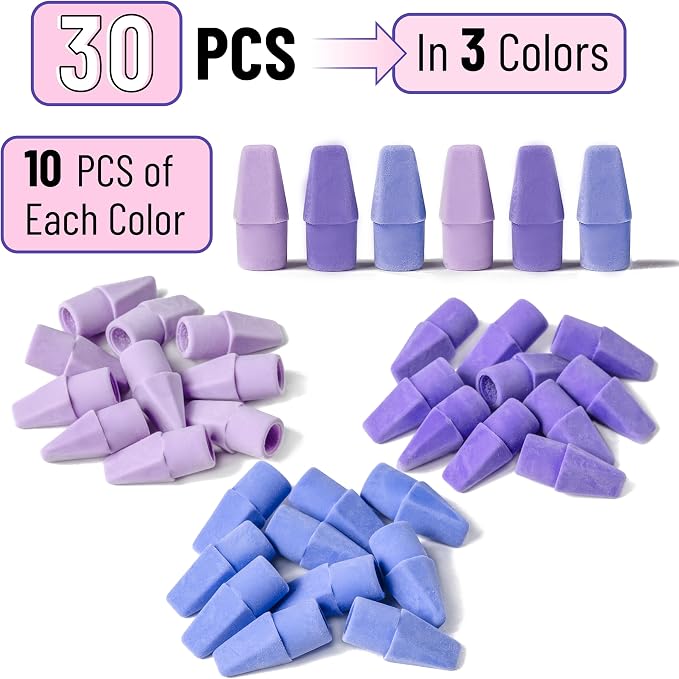Mr. Pen- Pencil Erasers Toppers, 30 Pack, Latex Free, No Smudge | Mr Pen Erasers - Image 2