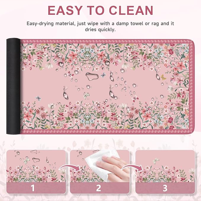 iCasso Desk Mat Pink, Long Mouse Pad - Image 4