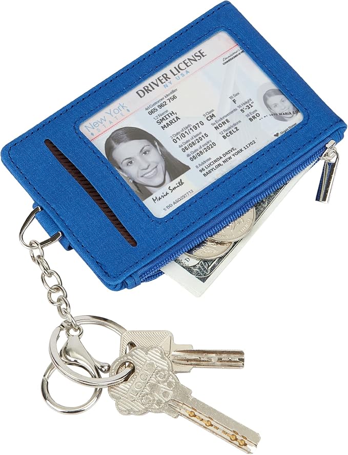 Women & Men Keychain Card Holder Case Zipper Slim Minimalist Front Pocket Wallet - Image 4