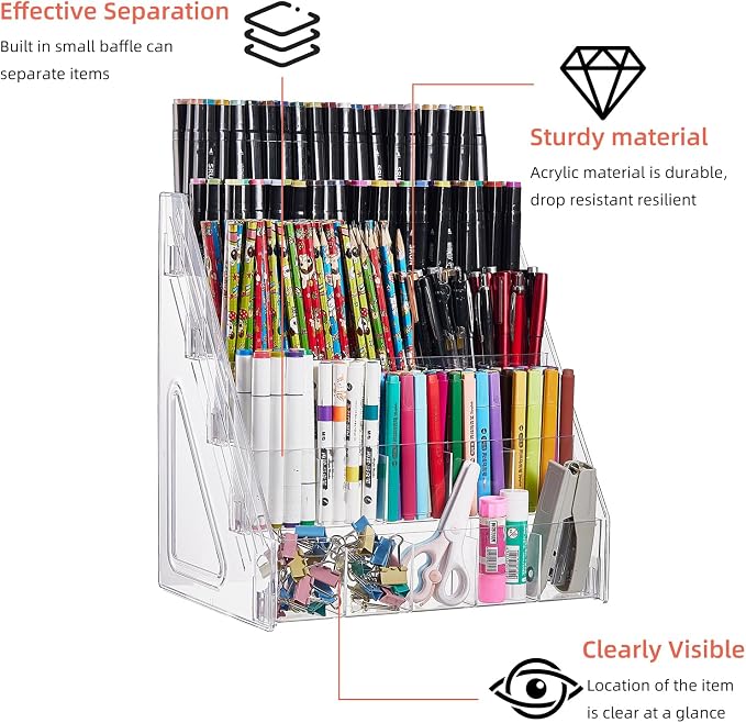 Acrylic Pen Pencil Holder for Desk - Image 2