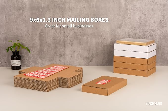 YUSHYIJIE 9x6x1.3 inch Small Shipping Boxes, 25 Pack - Image 2