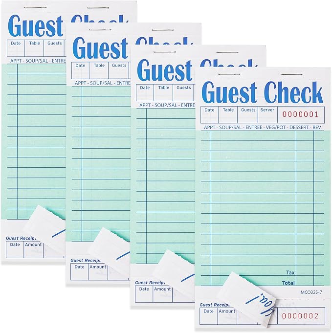 ZPARIK 4 Pack Green Guest Checks Books by ZPARIK