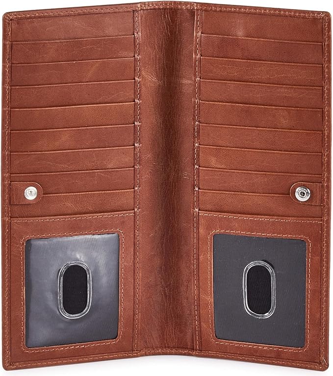 Long Wallet for Men Women Real Leather Bifold RFID Stylish Slim Handmade 2 ID by WiseOwlAccessories