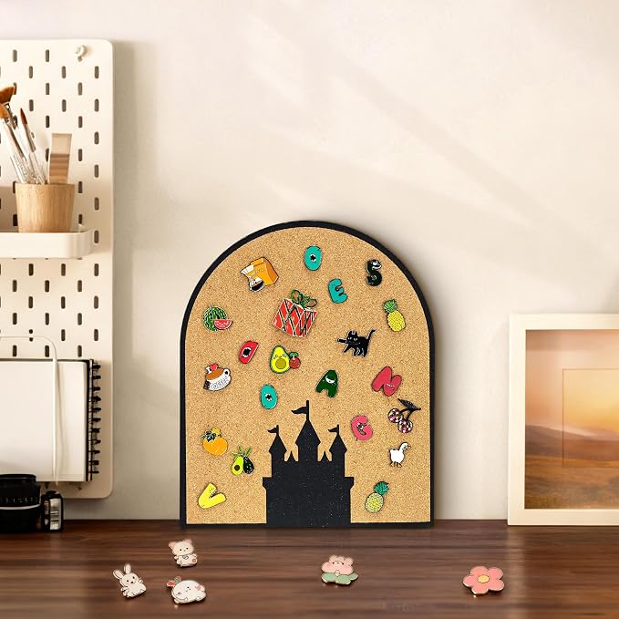 Tall Arch Castle Cork Board – 9.8x11.8 inch Decorative Wall Pin Board - Image 5