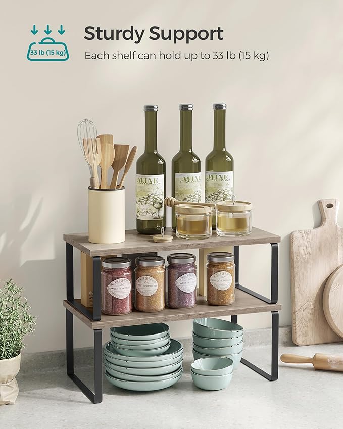 SONGMICS Cabinet Organizer Shelf, Kitchen Storage, Spice Rack, Expandable - Image 4