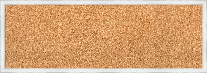 Amanti Art Natural Cork Board for Wall, 13x37 Vision Board with White Frame, Medium Corkboard Office Decor for Home Organization, Country Rustic Corkboard Pinboard to Display Items for Home-DeskLoop Office