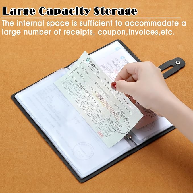Leather Receipt Organizer, Portable Receipt Holder - Image 5