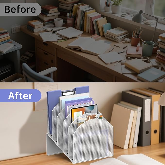 File Organizer for Desk, 5-Section Mesh Mail Holder, mail organizer and folder - Image 5