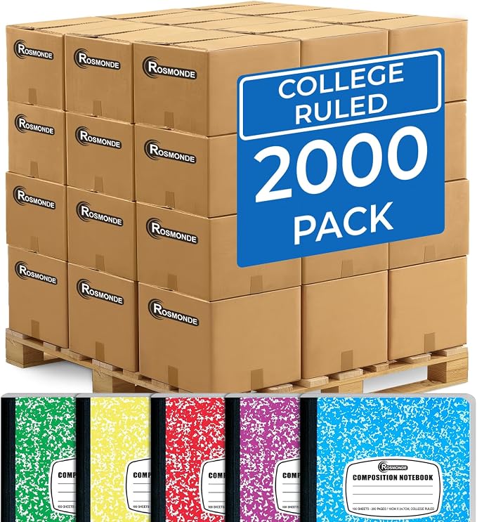 Rosmonde 2000 Pack Composition Notebook Bulk, College Ruled, Full Pallet of by Rosmonde