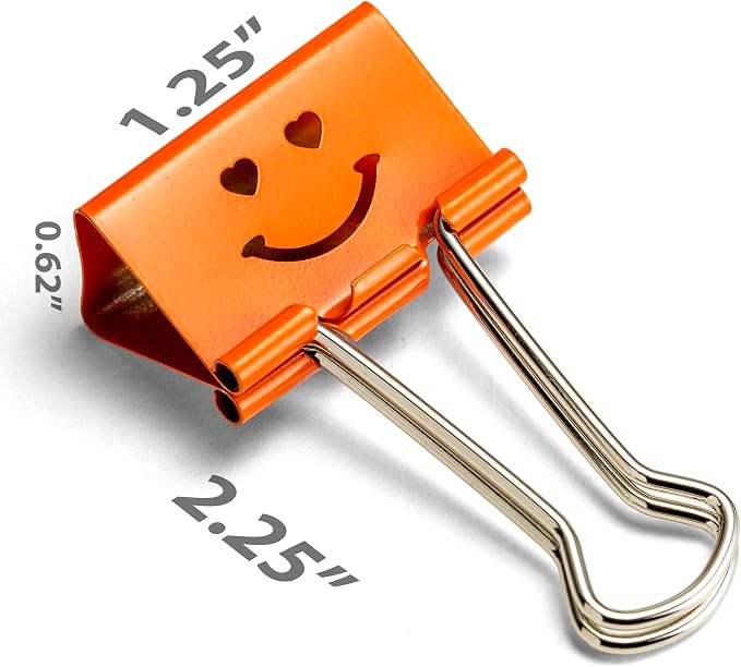 Officemate Smiling Face Binder Clips, Paper Clamps - Image 2