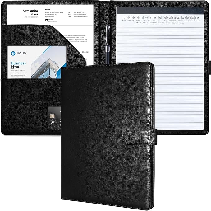 Mymazn Padfolio, Portfolio Folder, Legal Pad Holder, Resume Folder | Faux by Mymazn