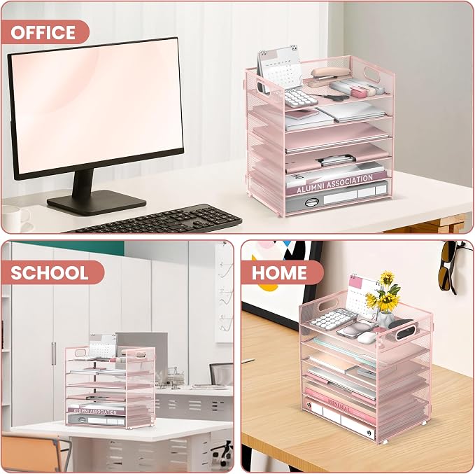Daltack 6 Tier Paper Organizer for Desk, Paper Letter Tray Organizer for Desks - Image 6