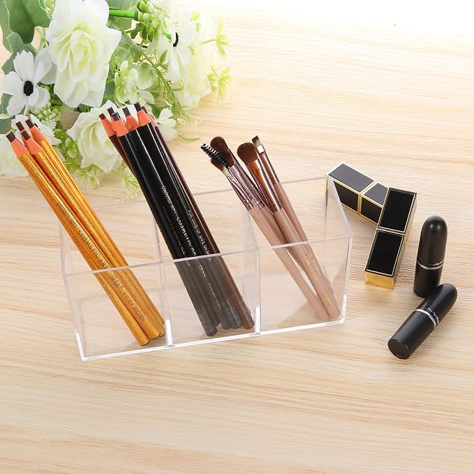 elysolpluv Clear Acrylic Silverware & Pen Organizer Caddy, Transparent Plastic - Image 7