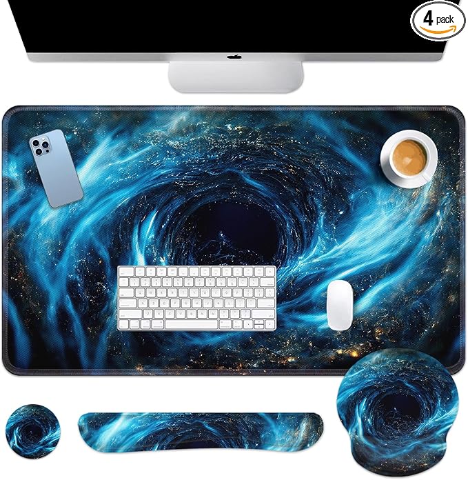Britimes Blue Black Galaxy Keyboard Mouse Pad Set Desk Ma Space Abstract 4in1 by Britimes