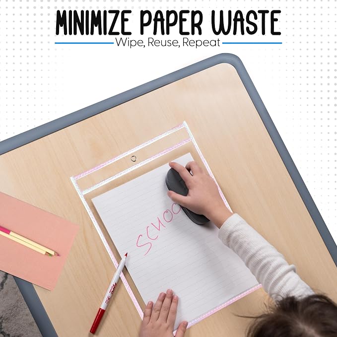 Essex Wares - 6 Pack, Water-Resistant Dry Erase Pocket Document Protectors - Image 3