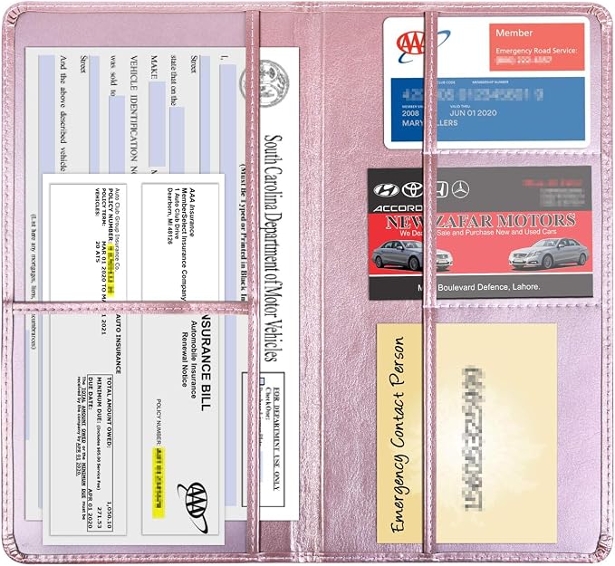 Wisdompro Car Document Holder Organiser, PU Leather Vehicle Insurance and - Image 8