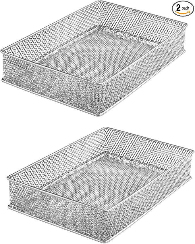 YBM HOME Silver Mesh Drawer Cabinet and or Shelf Organizer Bins, School Supply by YBMHome