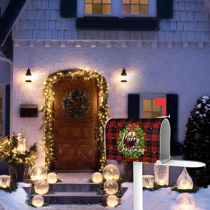 Merry Christmas Wreath Magnetic Mailbox Covers, Standard Size 18 X 21 Winter - Image 5