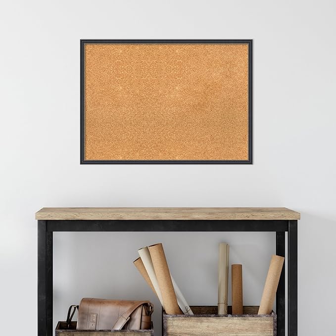 Amanti Art Natural Cork Board for Wall, 21x29 Vision Board with Black Wood Frame, Medium Corkboard Office Decor for Home Organization, Traditional Corkboard Pinboard to display items for home-DeskLoop Office