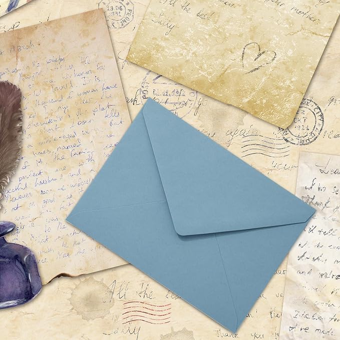 Whaline 50Pcs A7 Invitation Envelopes Set Dusty Blue Greeting Card Envelopes - Image 6