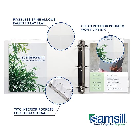 Samsill 1 Inch 3 Ring Binders, Made in USA, Economy Round Ring - Image 6
