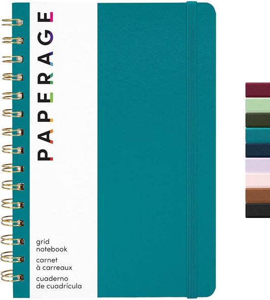 PAPERAGE Graph Paper Spiral Notebook & Journal, 160 Pages, Medium 5.5 inches x by PAPERAGE