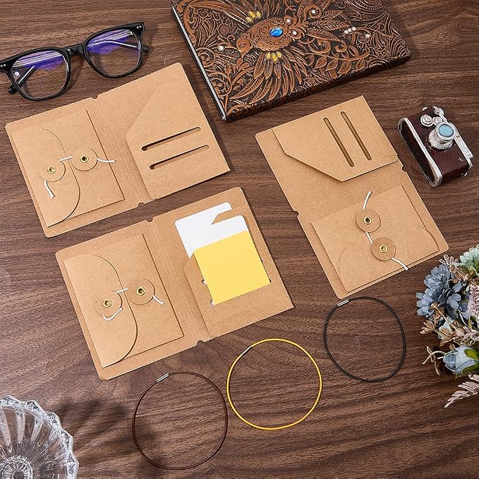 CRASPIRE 3 Sets Passport Size Travelers Notebook Accessories Kit Portable Kraft - Image 3