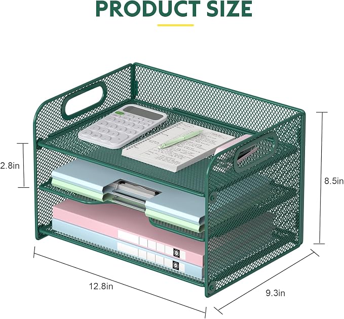 Samstar 3 Tier Green Letter Tray Paper Organizer - Image 6