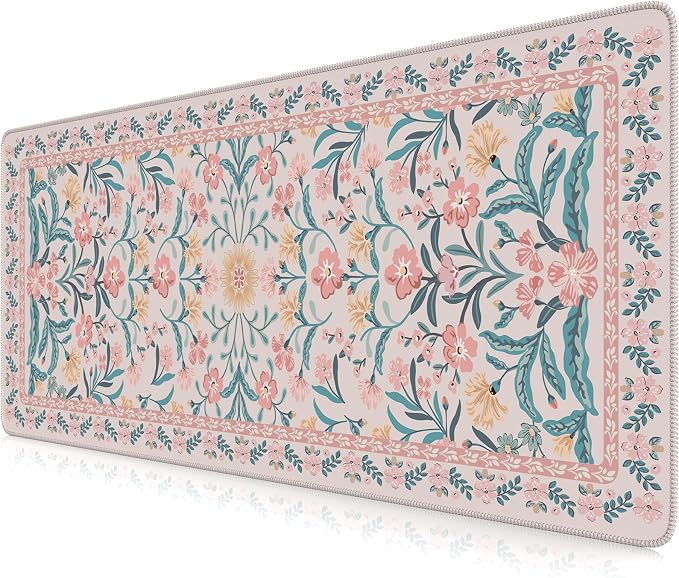 iCasso Aesthetic Floral Desk Mat, L Mouse Pads, Anti-Slip Mousepad by iCasso