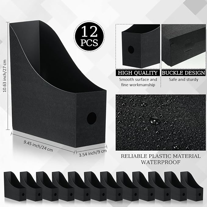 Geyee 12 Pack Magazine File Holder Plastic Desk Organizer Magazine Holder - Image 2